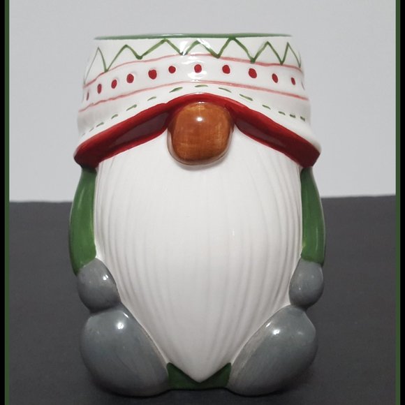NEW RARE Pottery Barn Christmas Figural Festive Gnome 13 OZ Earthenware - Picture 1 of 7